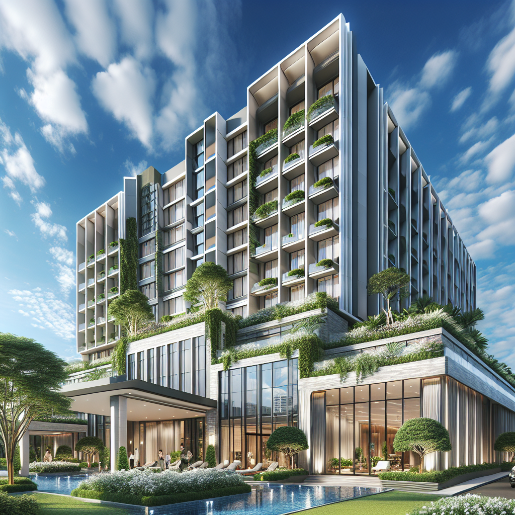 A luxurious hotel exterior with modern architecture